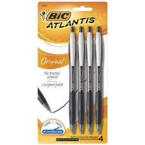 Pens-BiC ATLANTIS Medium Ball Pens Black 4 in a pack (EA)