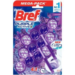 Bref Purple Active Rim Block Toilet Cleaner 3x50g - Lavender